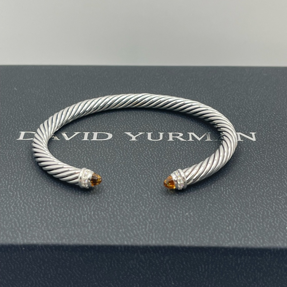 David Yurman Cable Classic Collection Bracelet with Citrine and Diamonds, 5mm - Picture 2 of 10